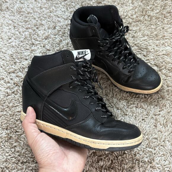 Nike Dunk Sky Hi Shoes Women’s Size 6 Black Wedge High Top Sneakers 644877-008 - Picture 8 of 11
